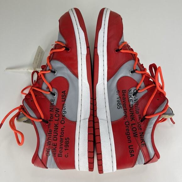Nike Dunk Low x OFF-WHITE University Red 2019 Men's Size 11.5 AUTHENTIC - Picture 4 of 16